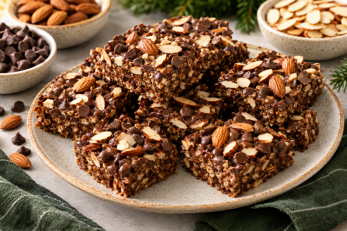 Chocolate Almond Treats – Easy Chewy Chocolate Almond Bars