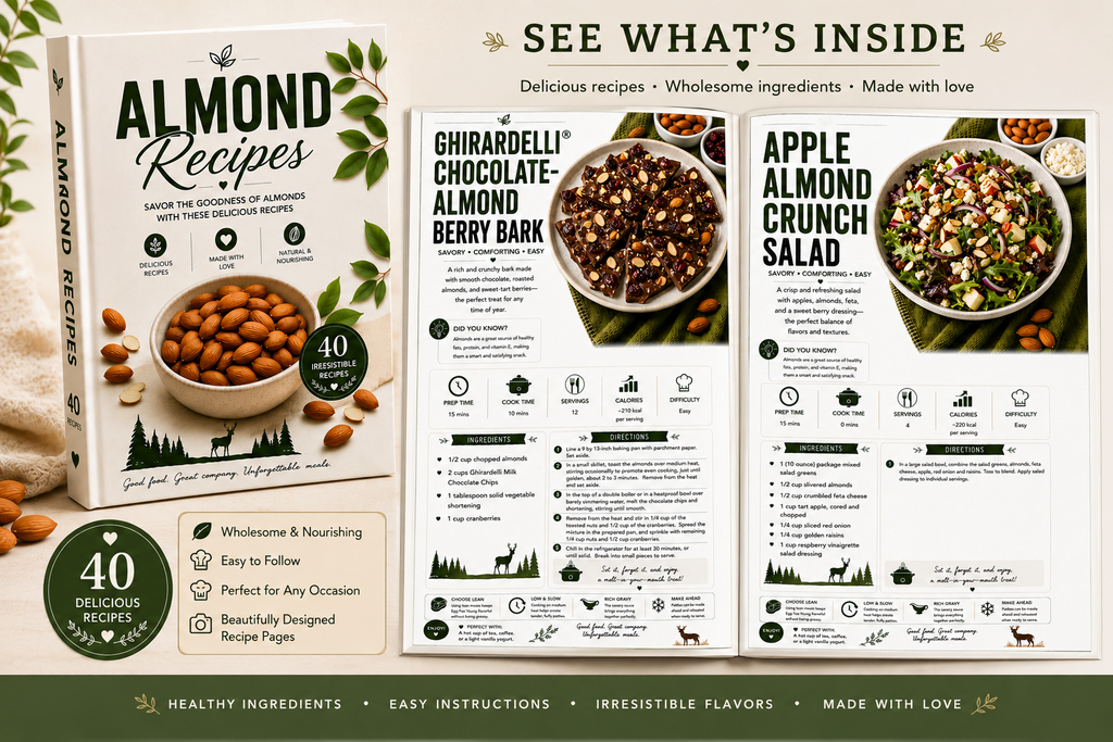 Almond Recipes Cookbook: 40 Delicious & Easy Almond Recipes for Healthy Meals, Snacks & Desserts | Digital PDF Cookbook